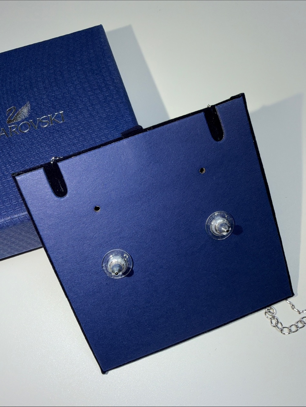 NEW SWAROVSKI VINTAGE SET DROP SHAPE DARK BLUE CRYSTAL NECKLACE AND EARRINGS - Picture 11 of 13